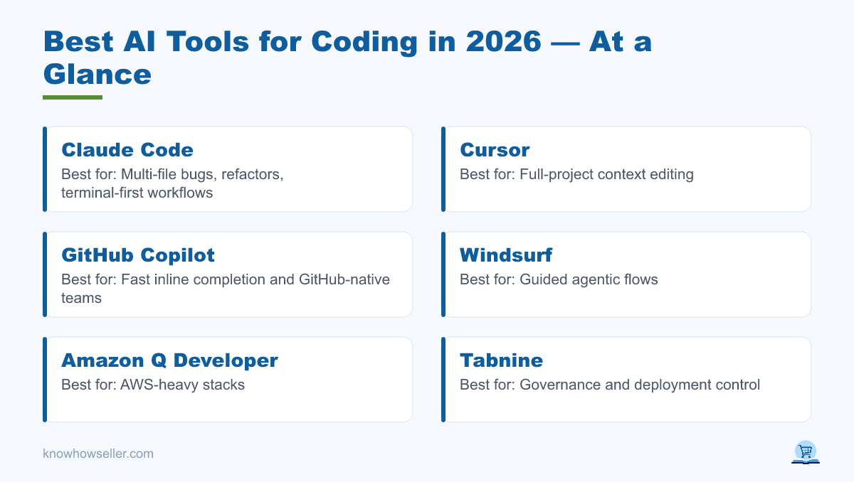Best AI Tools for Coding in 2026: Tested & Ranked — at a glance
