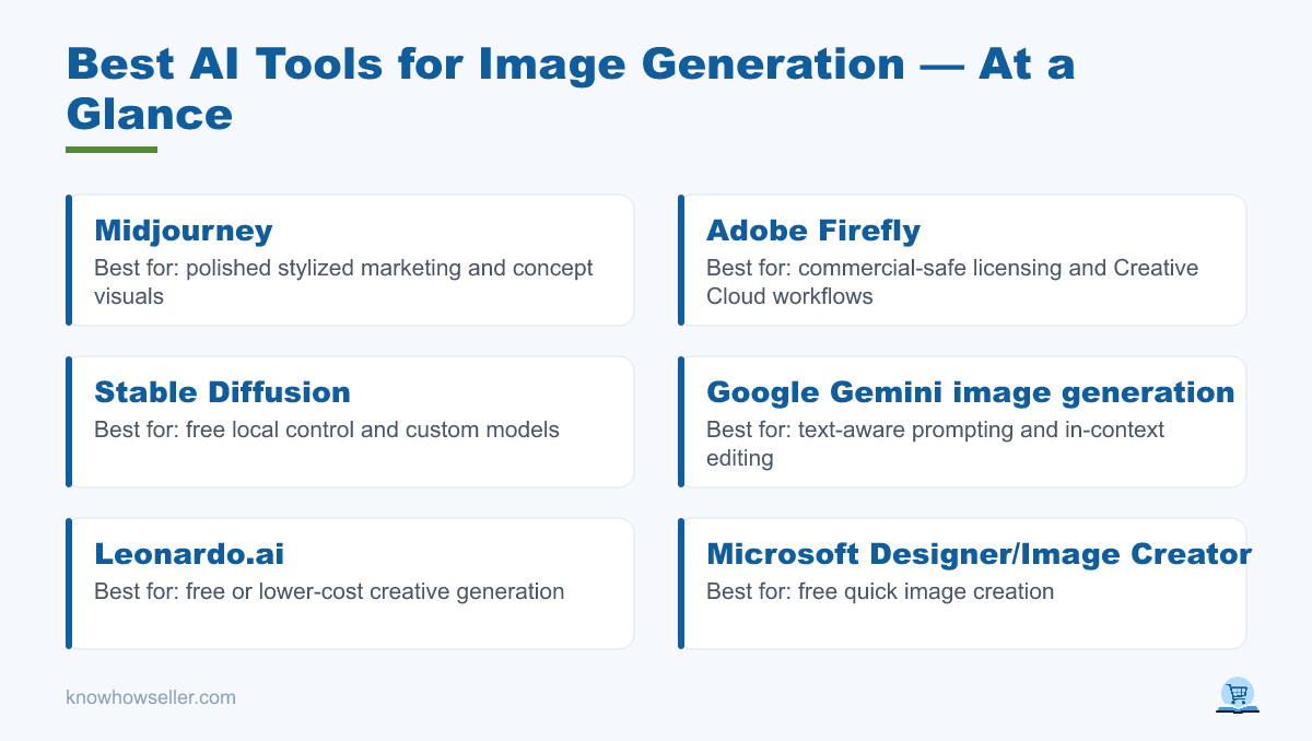 Best AI Tools for Image Generation: Free vs Paid — at a glance