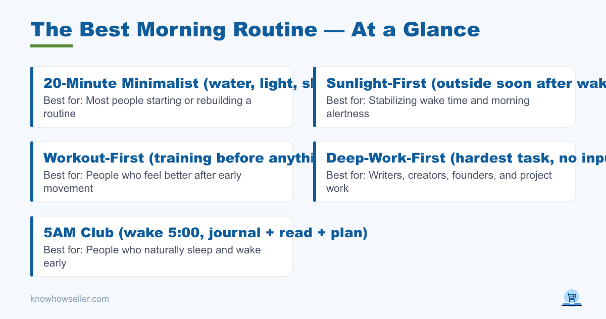 The Best Morning Routine: 5 Tested for 30 Days Each — at a glance