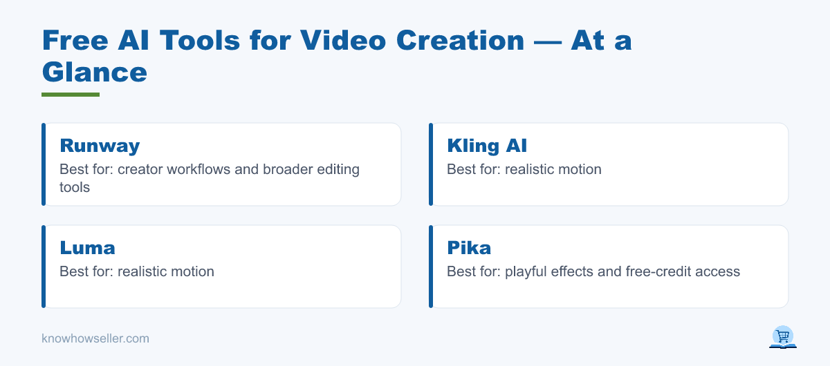 Free AI Tools for Video Creation: 2026 How-To Guide — at a glance